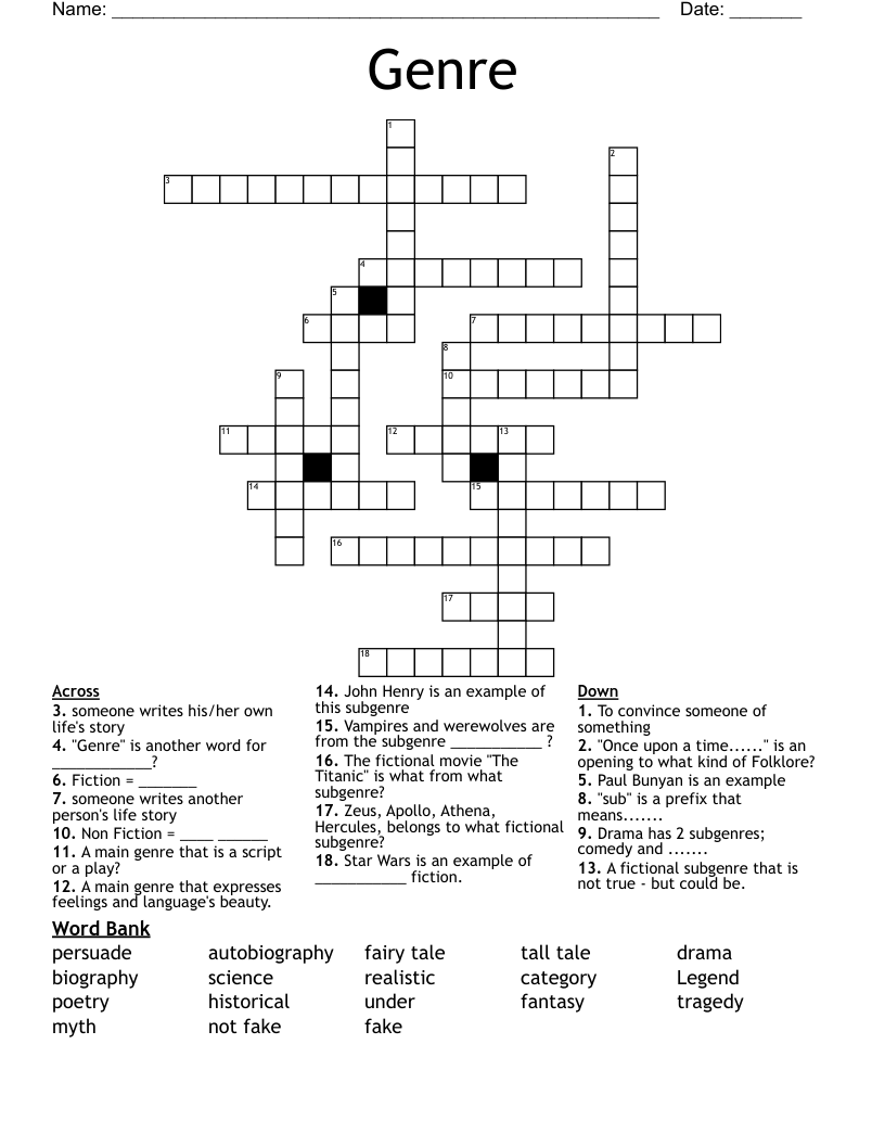 Genre Crossword