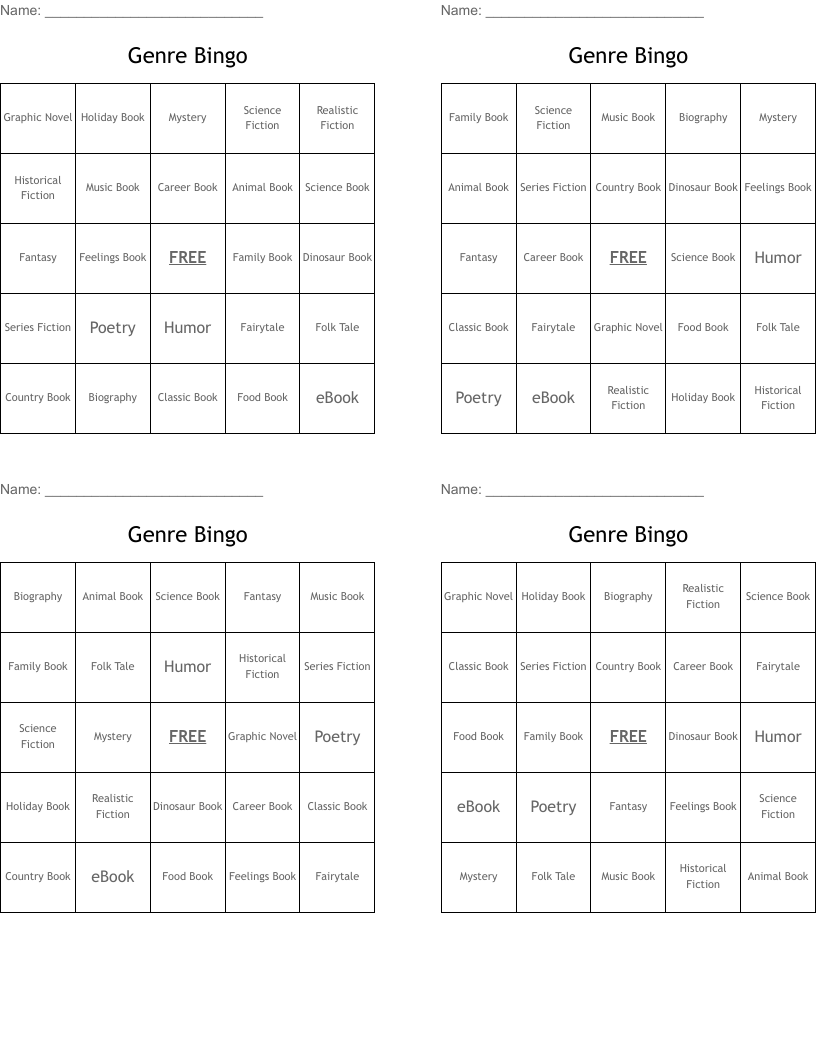 Genre Bingo