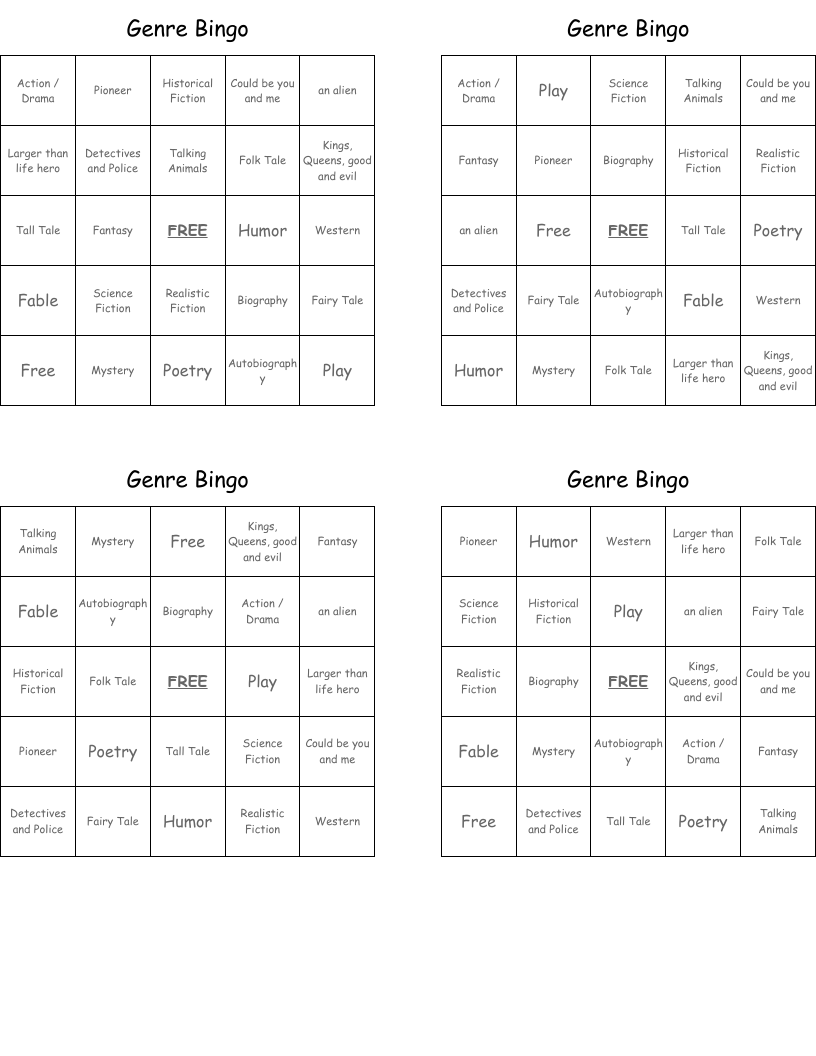Genre Bingo