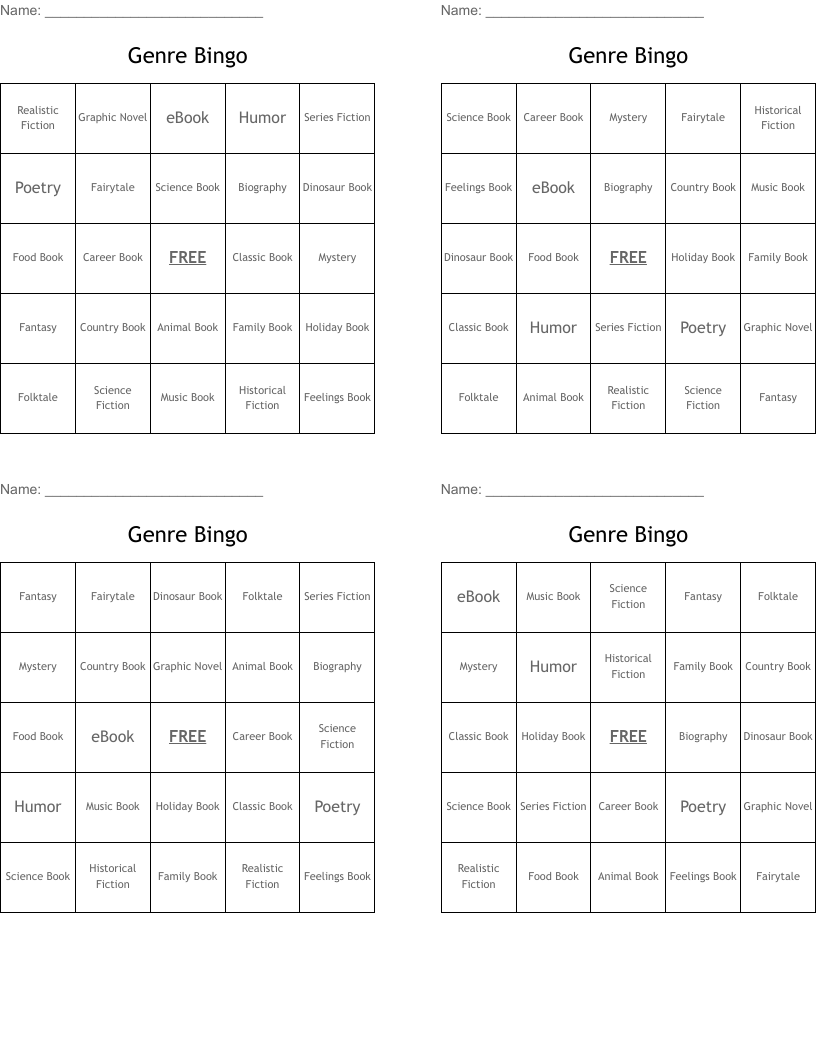 Genre Bingo