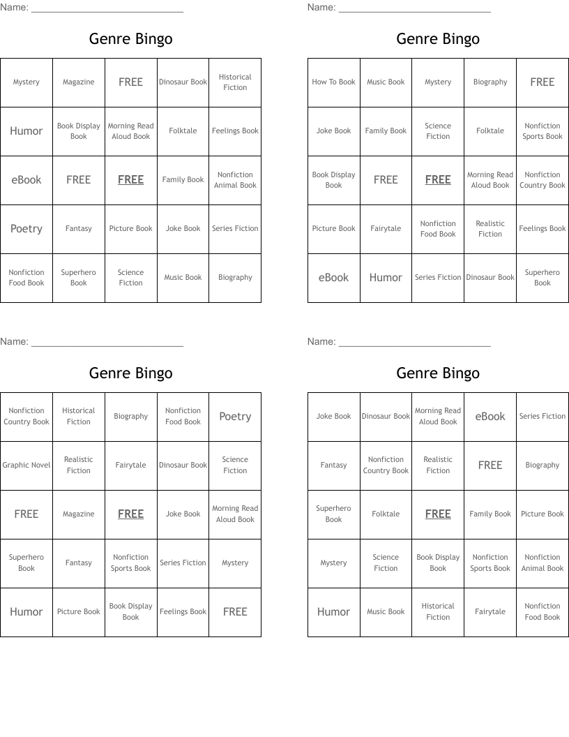 Genre Bingo