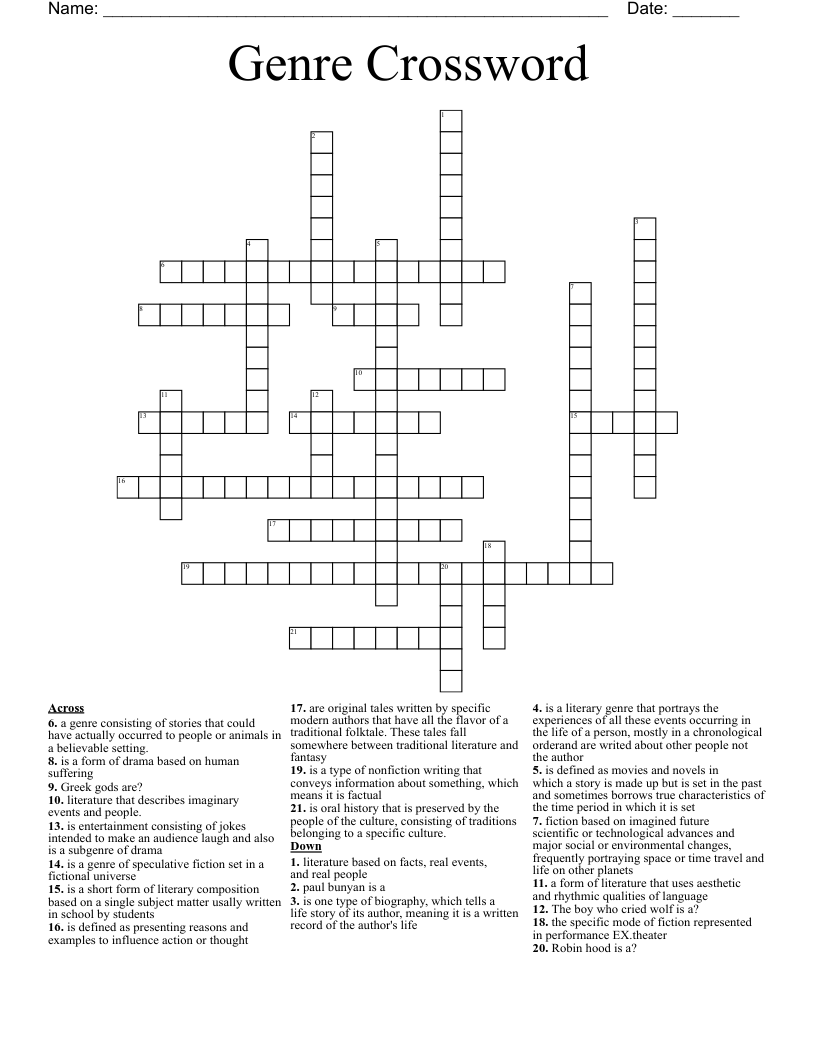 Genre Crossword