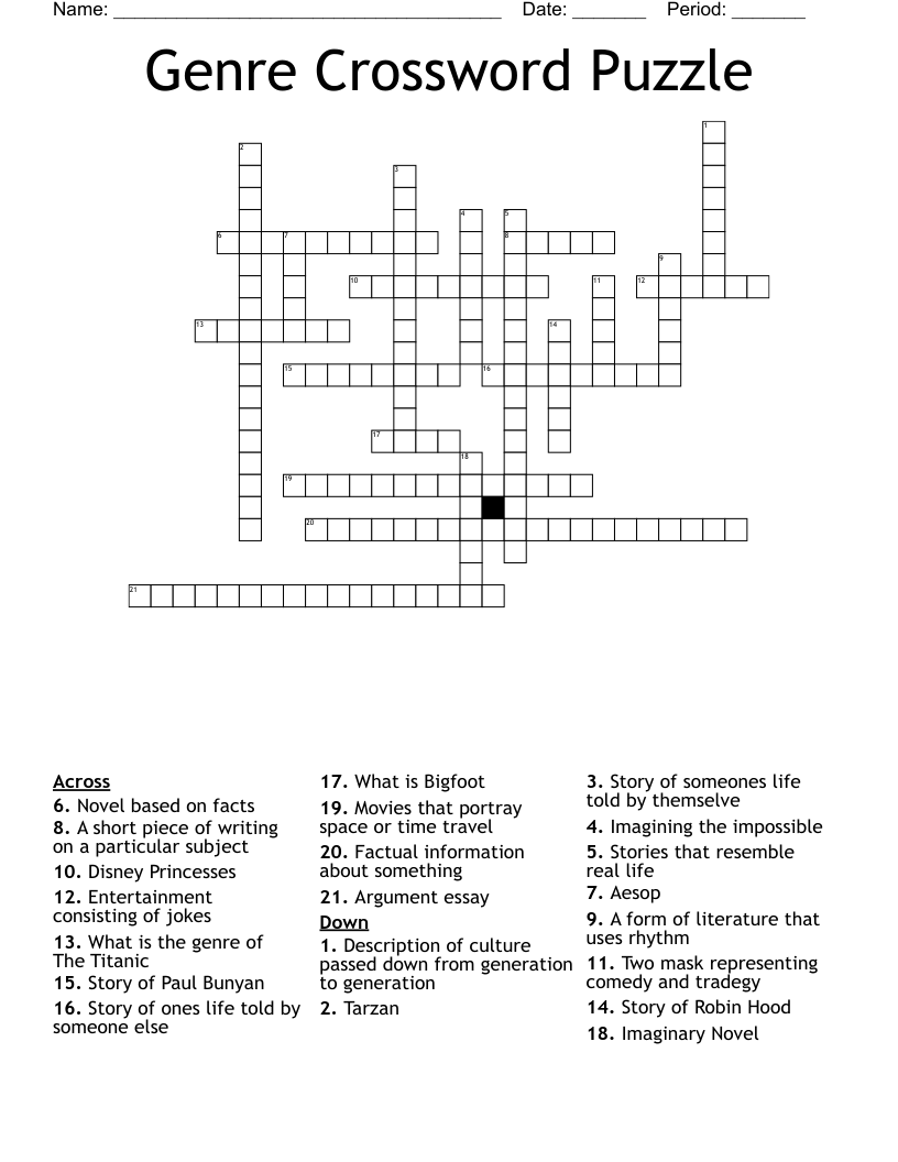 Genre Crossword Puzzle