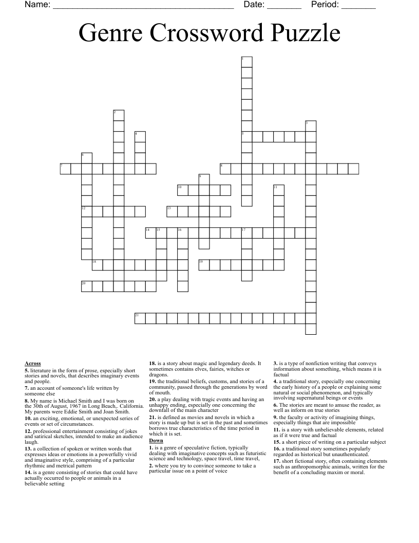 Genre Crossword Puzzle