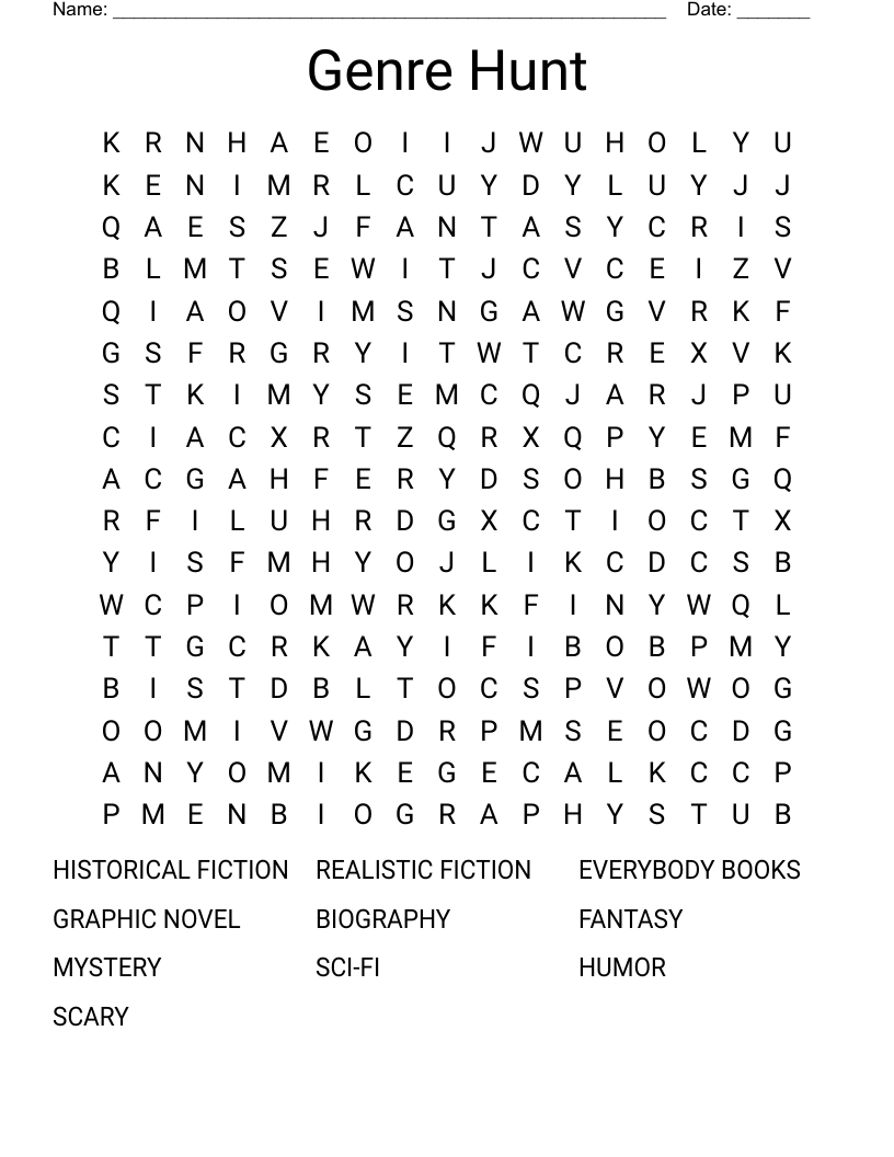 Genre Hunt Word Search
