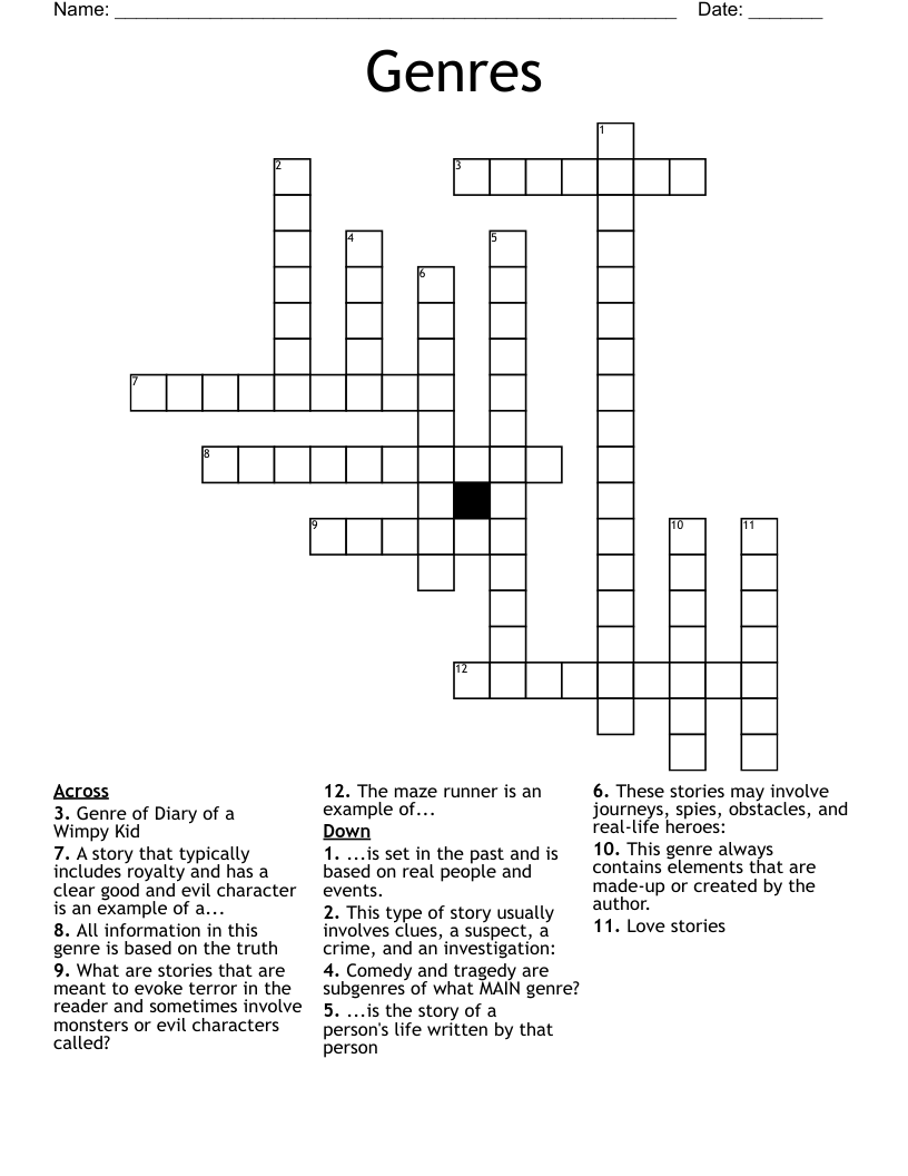 Genres Crossword