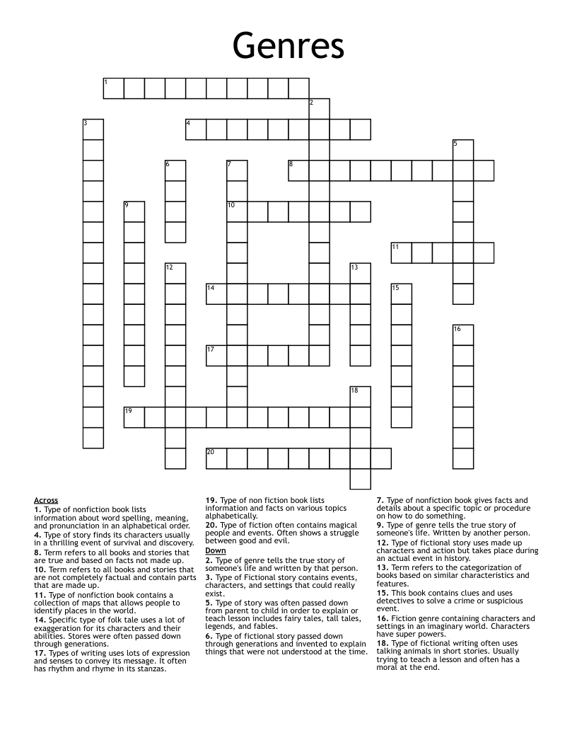 Genres Crossword