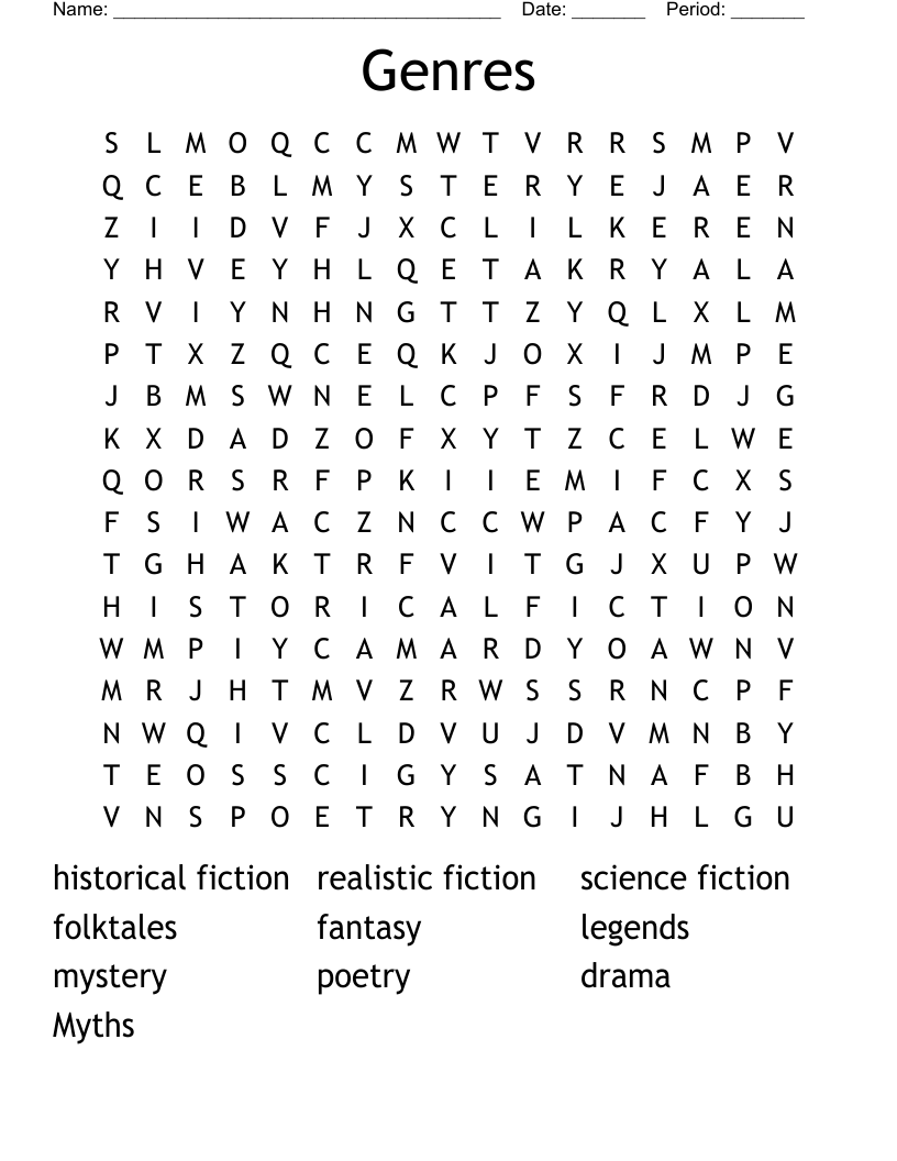 Genres Word Search