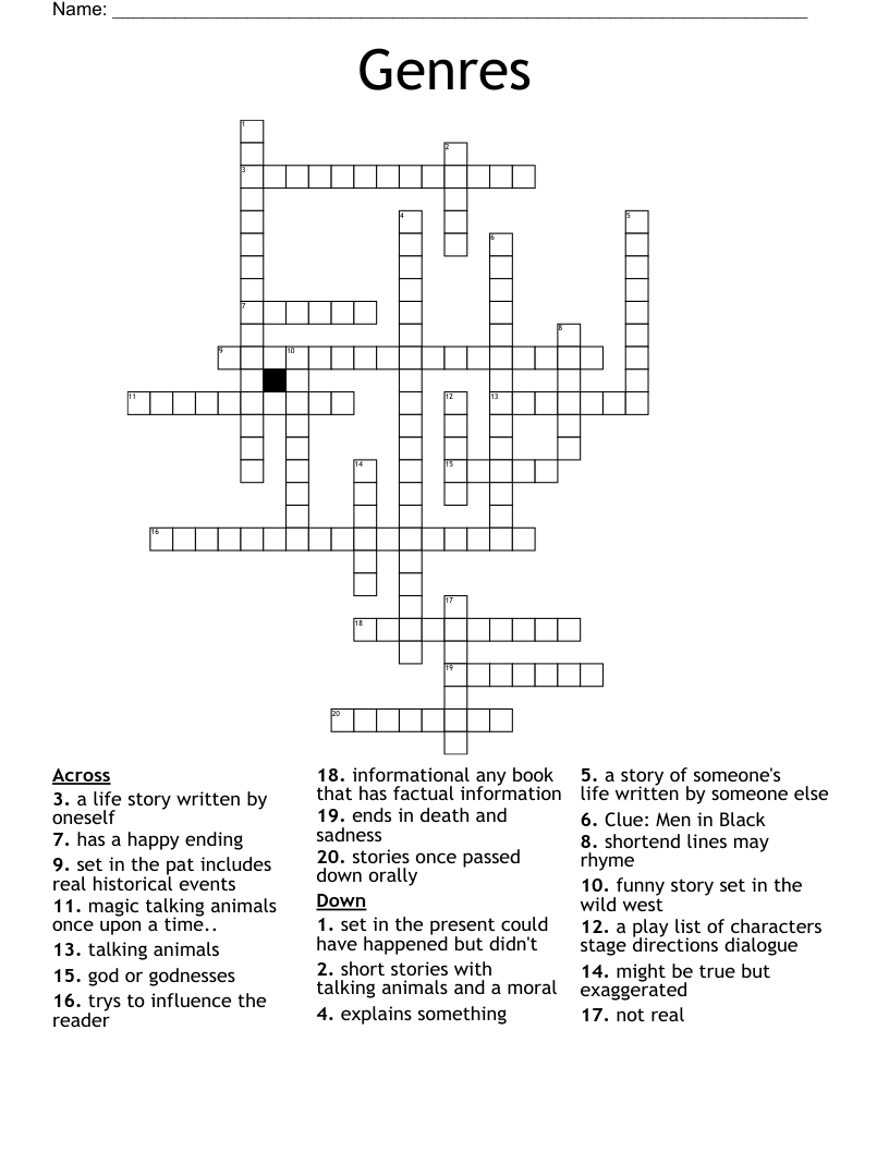 Genres  Crossword