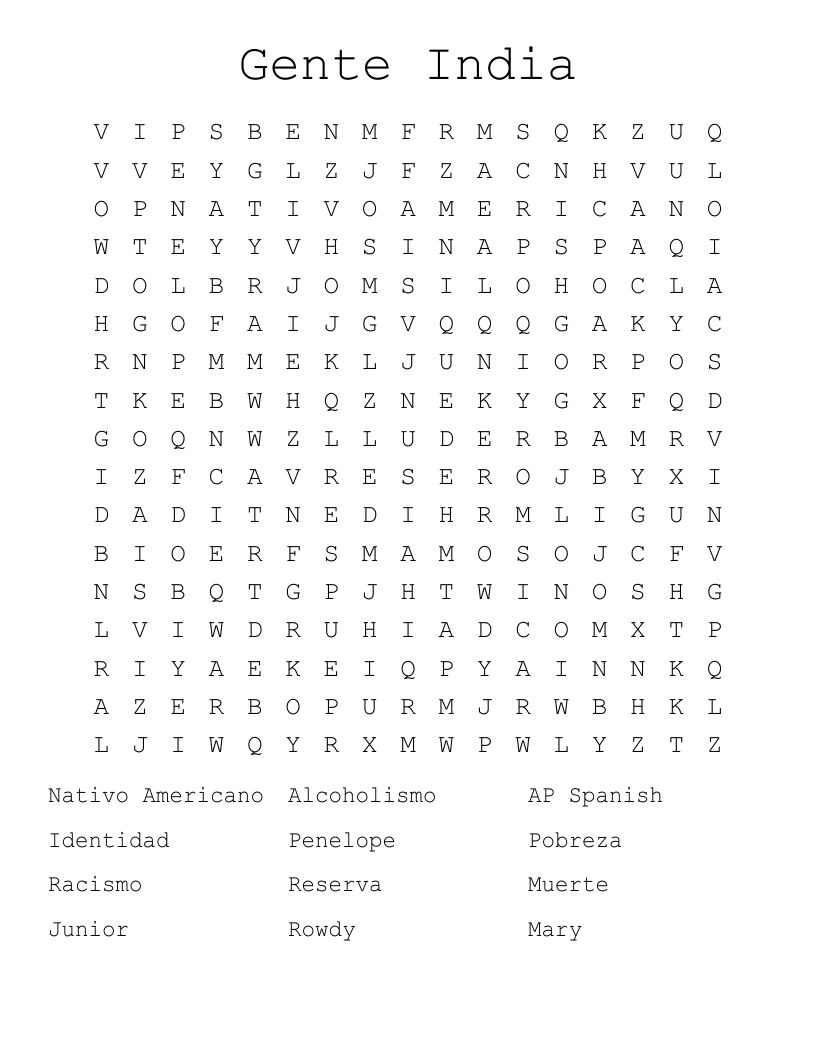Gente India  Word Search