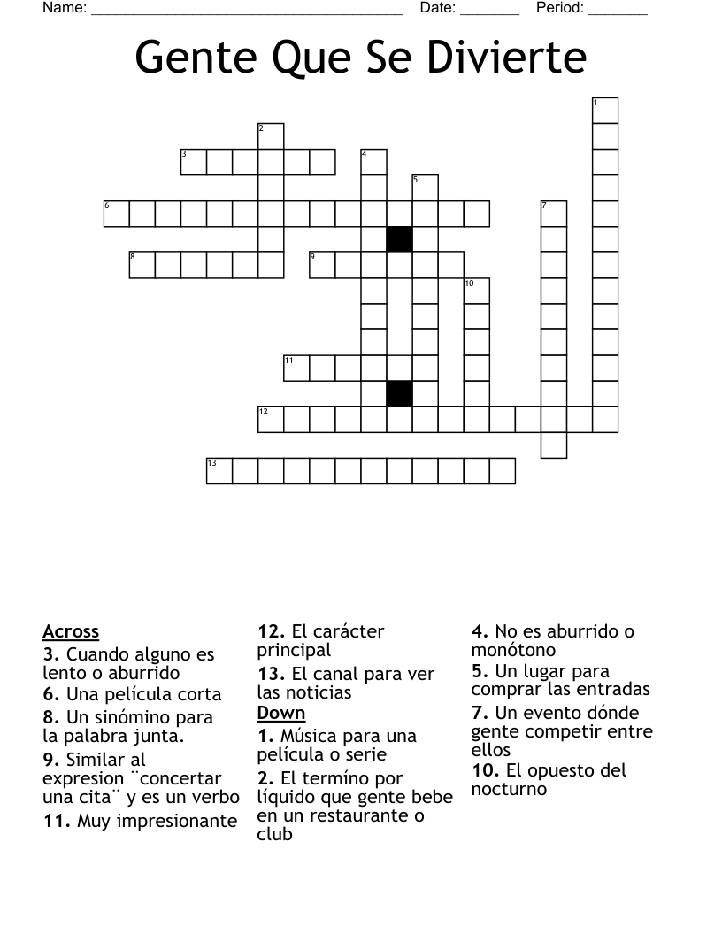 Gente Que Se Divierte Crossword