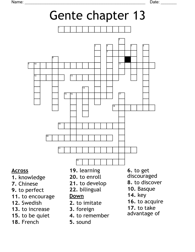 Gente chapter 13 Crossword