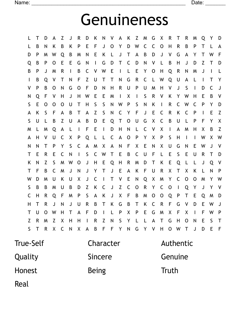 Genuineness Word Search