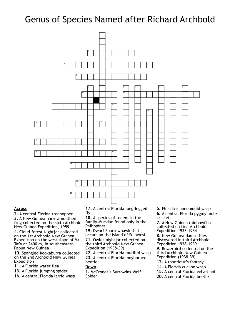 Genus of Species Named after Richard Archbold Crossword