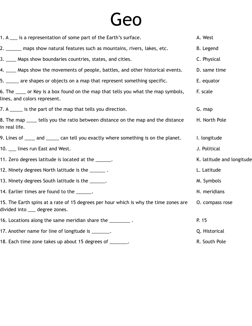 Geo Worksheet