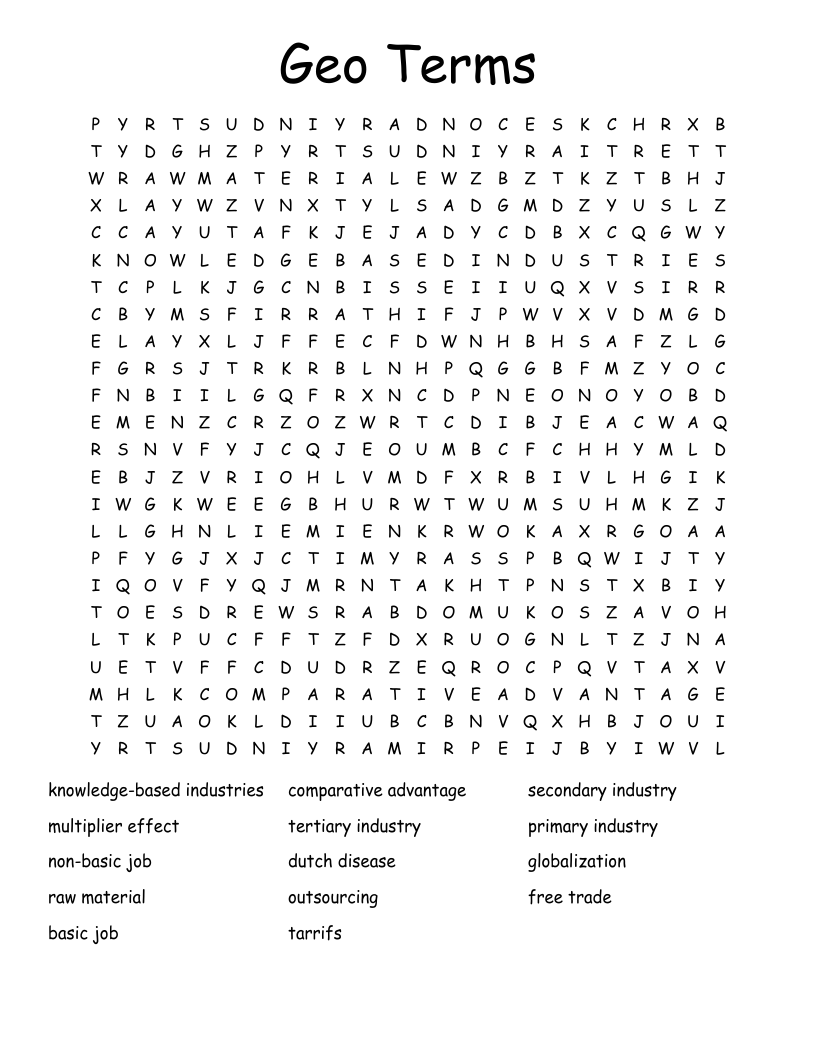 Geo Terms Word Search