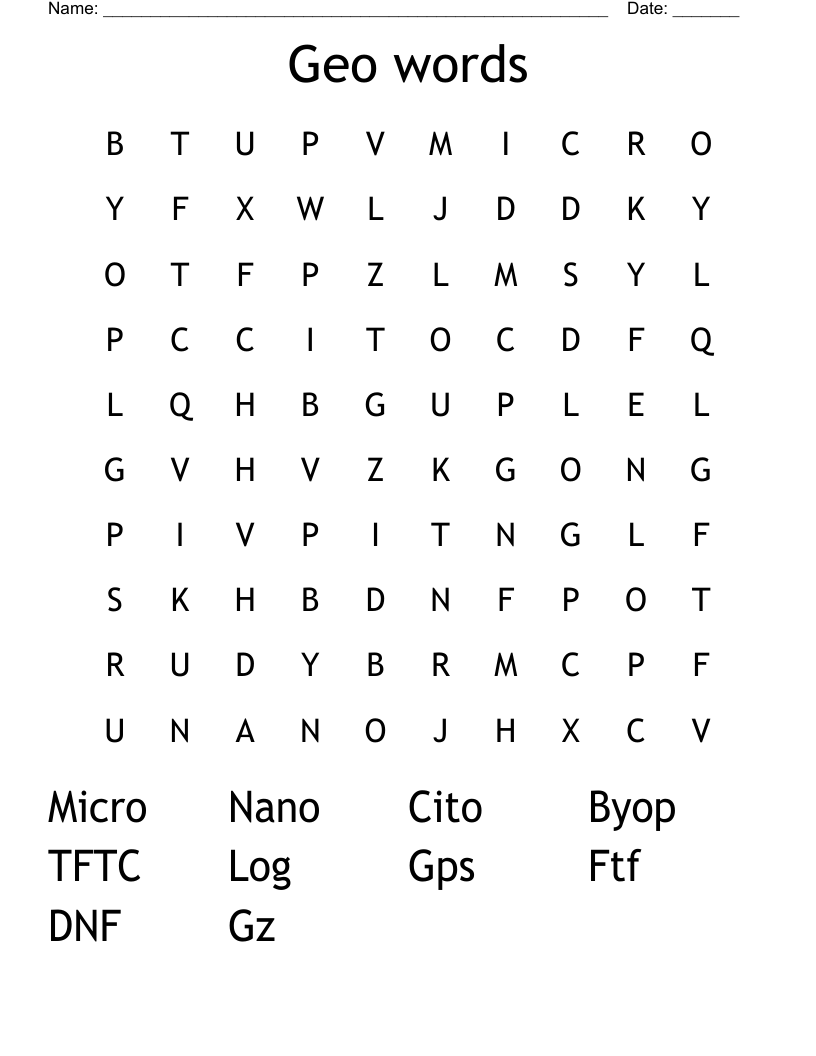 Geo words Word Search