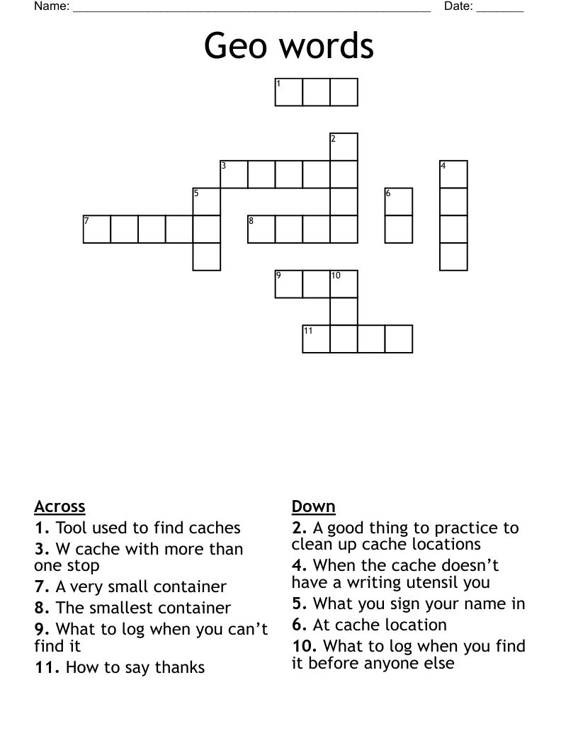Geo words Crossword