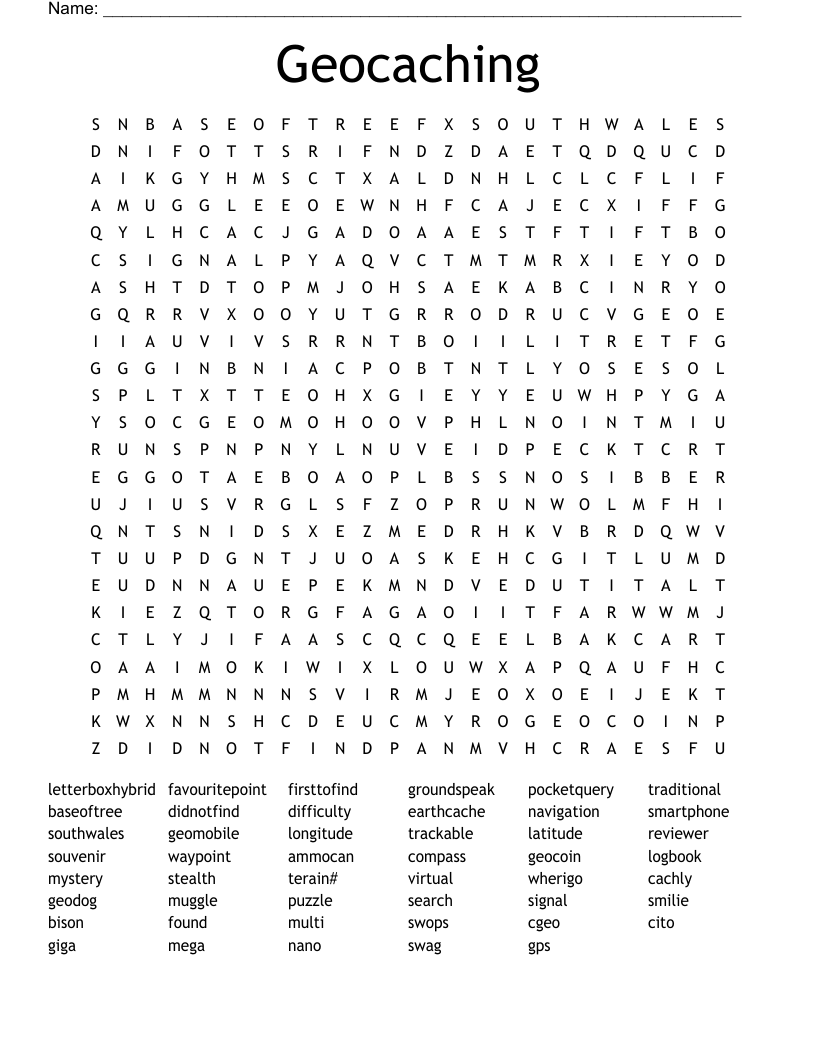 Geocaching Word Search