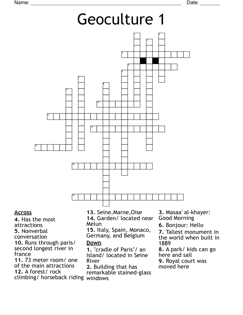 Geoculture 1 Crossword