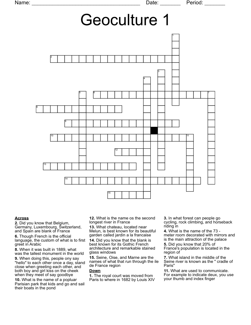 Geoculture 1 Crossword