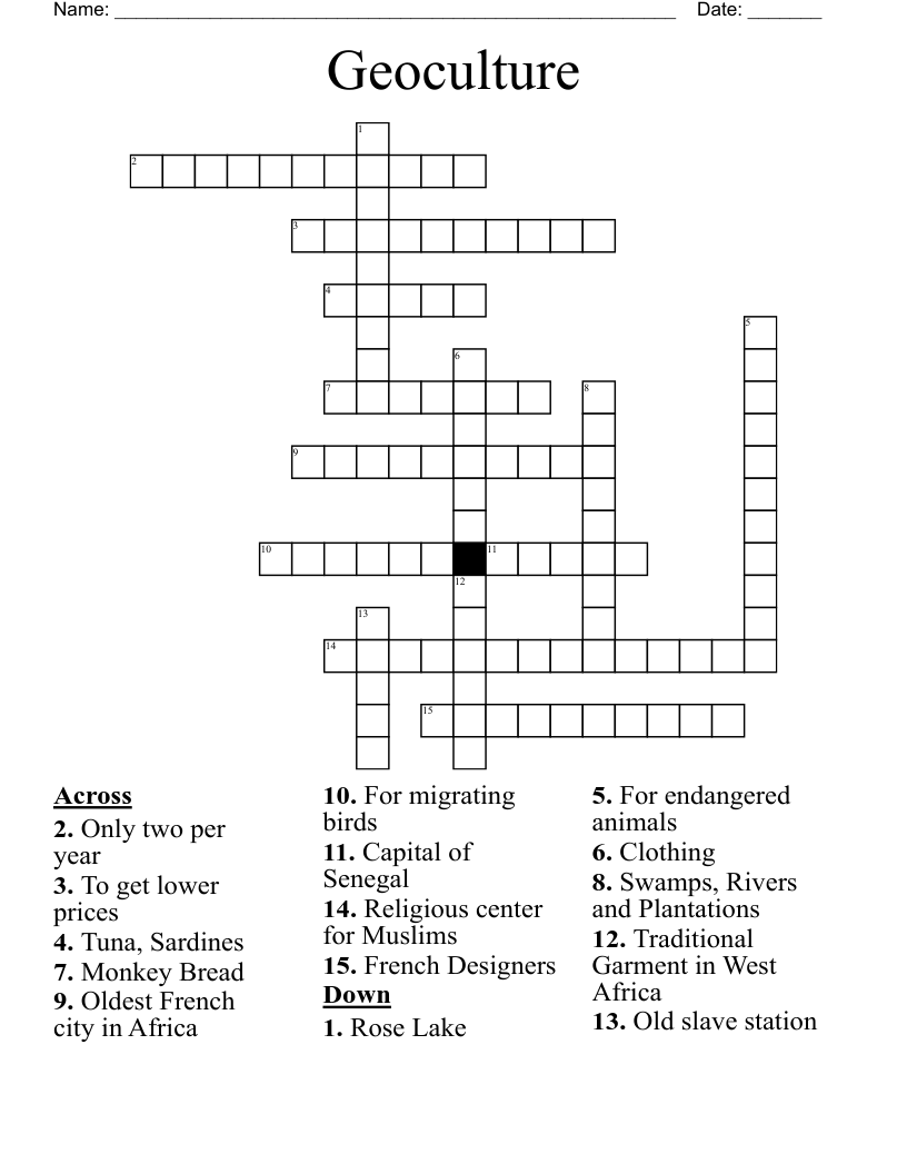 Geoculture Crossword