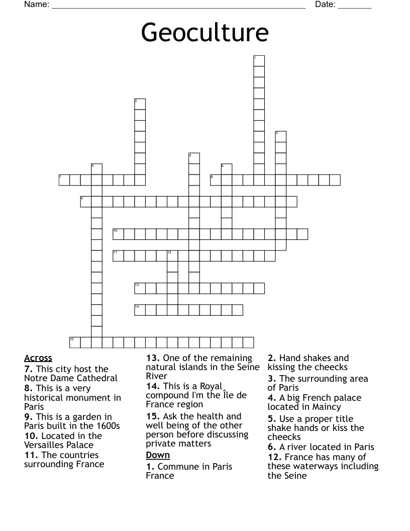 Geoculture  Crossword