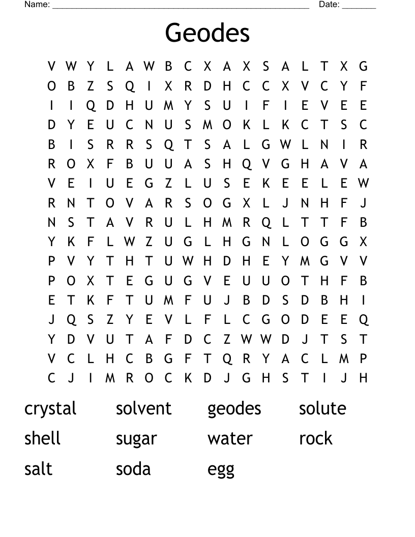 Geodes Word Search