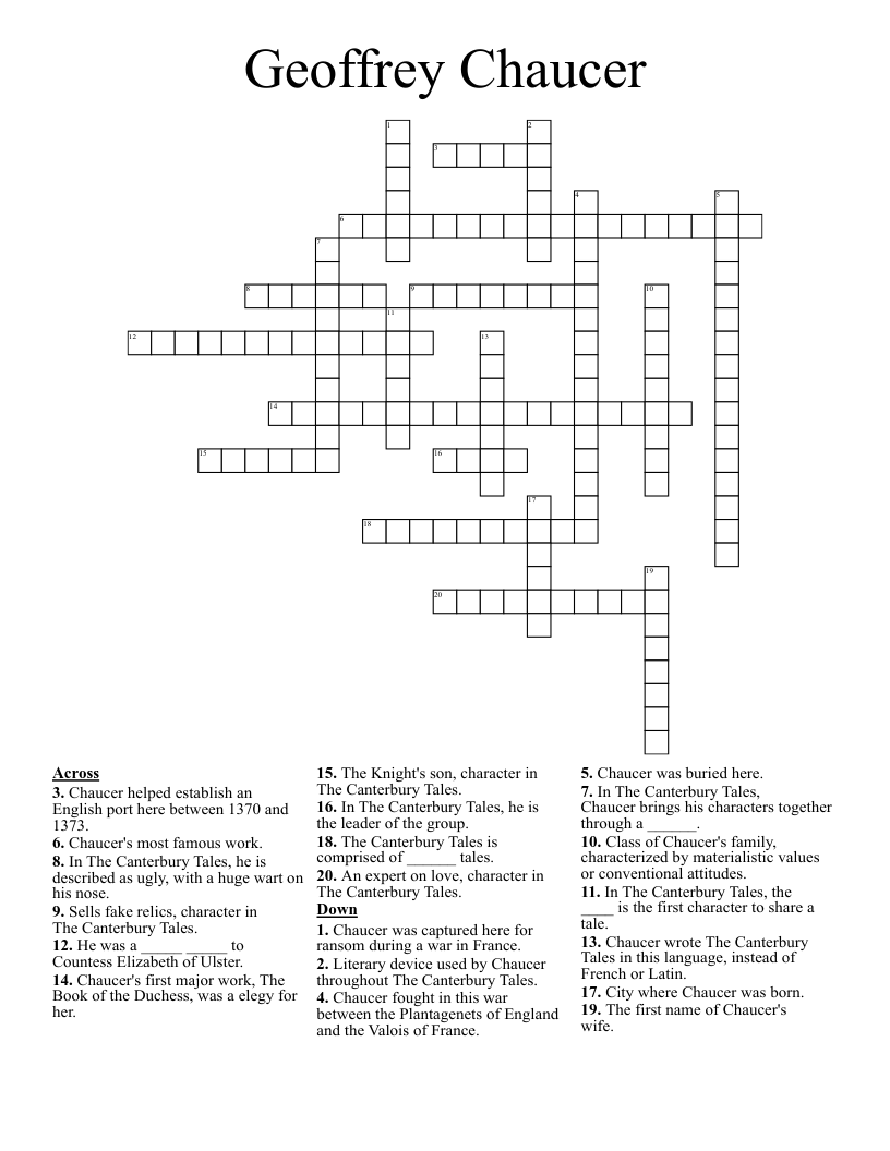 Geoffrey Chaucer Crossword