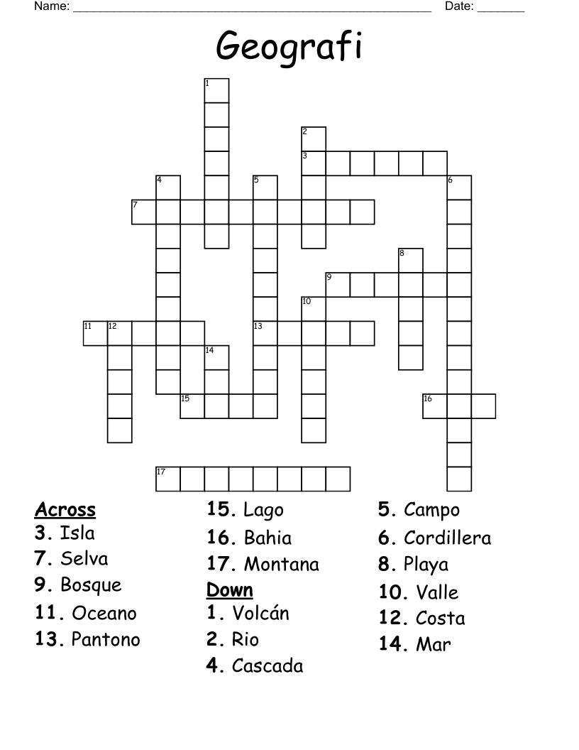 Geografi Crossword