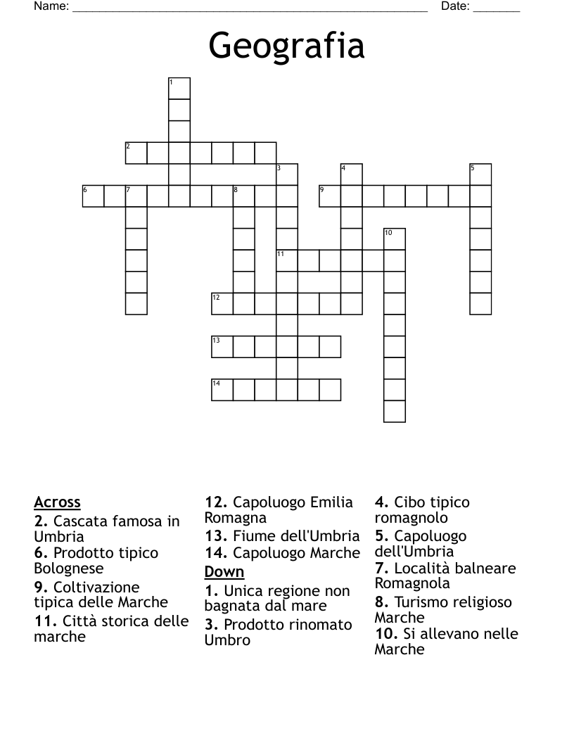 Geografia Crossword