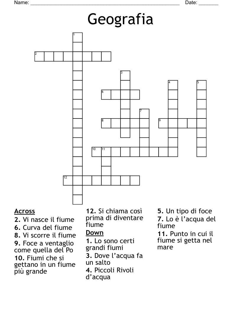 Geografia  Crossword