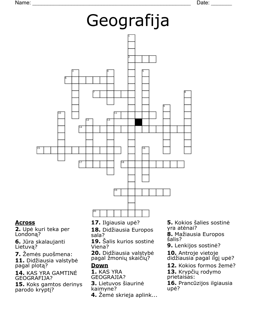 Geografija Crossword