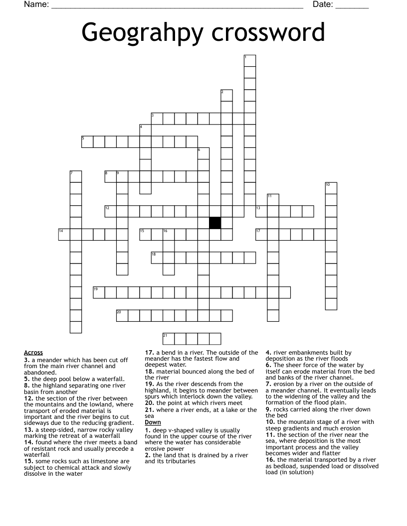 Geograhpy crossword