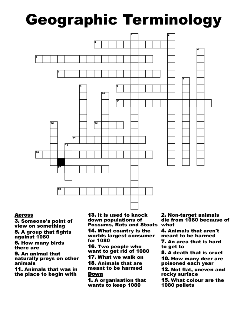 Geographic Terminology Crossword