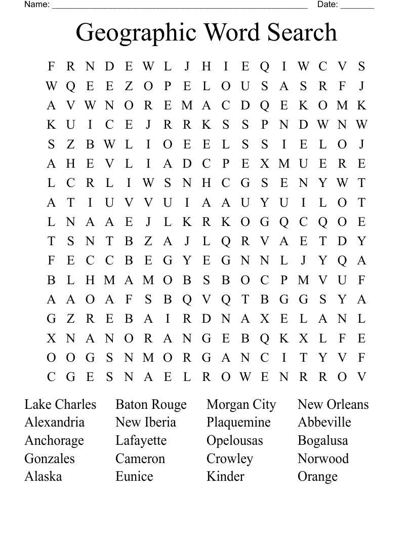 Geographic Word Search