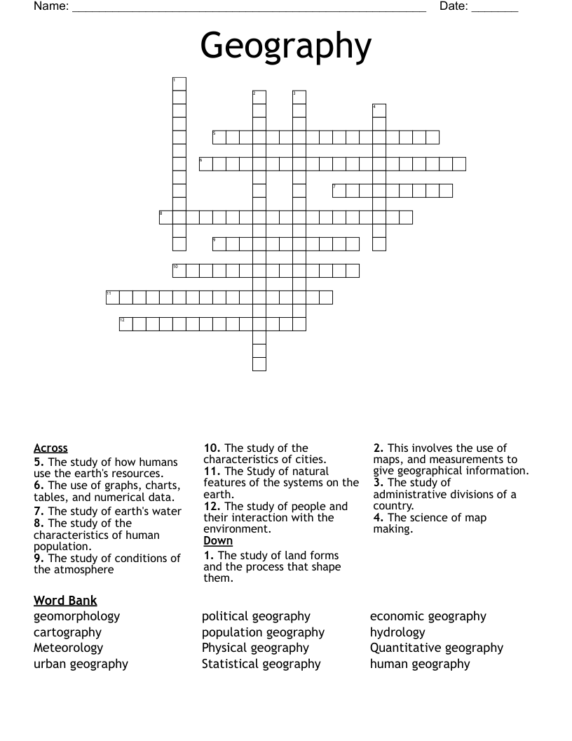Geography Crossword