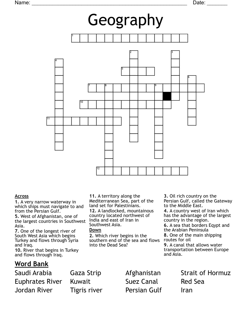 Geography Crossword