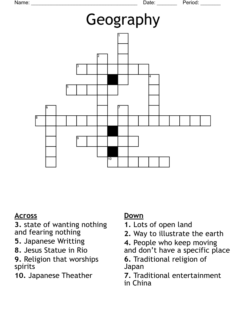Geography Crossword