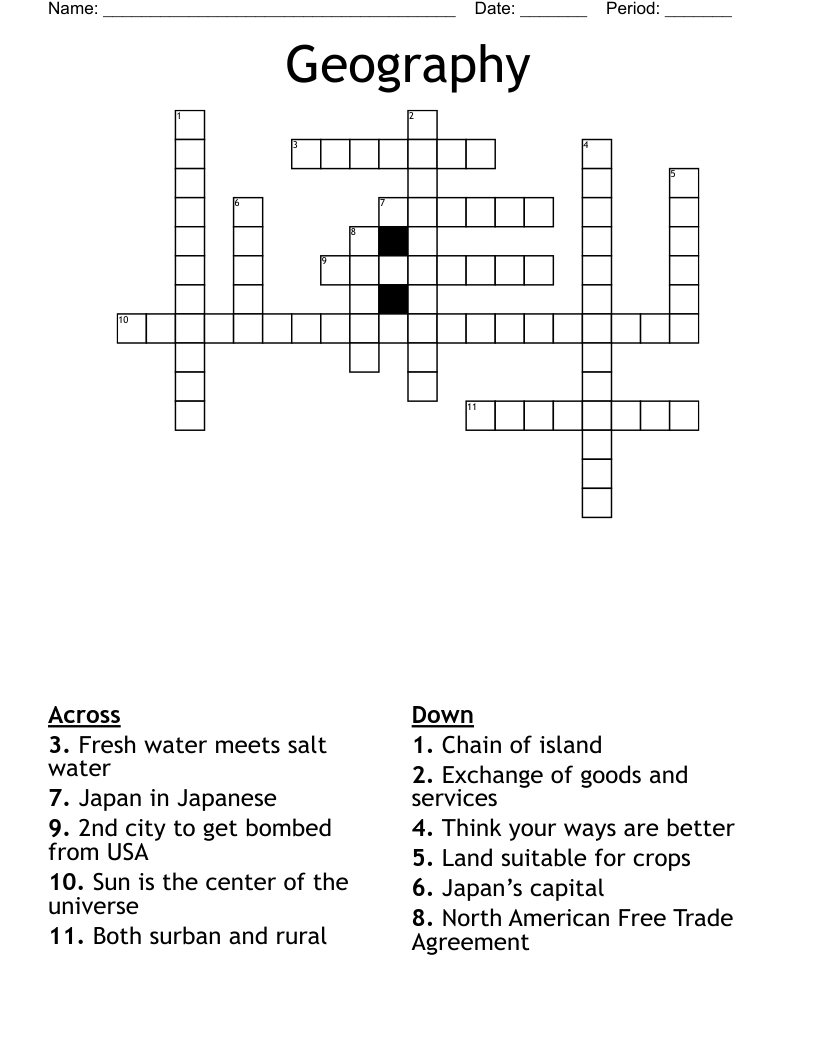 Geography Crossword