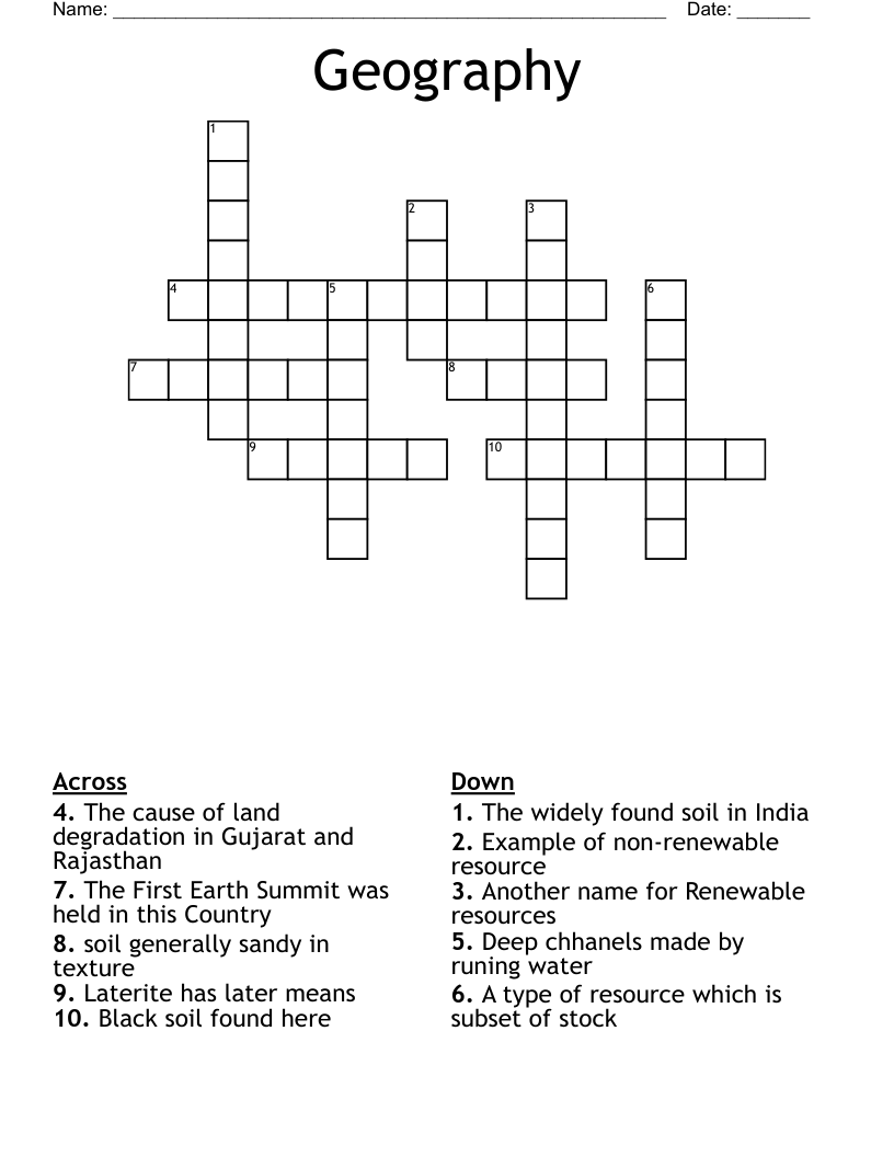 Geography Crossword