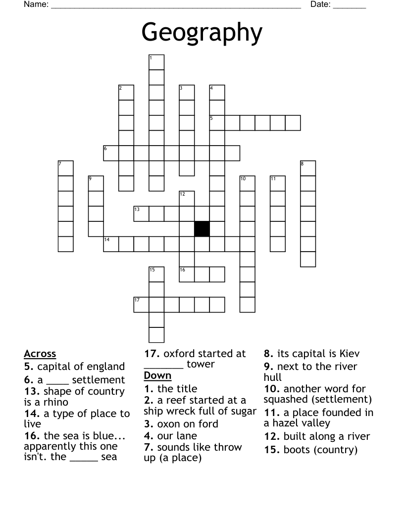 Geography Crossword