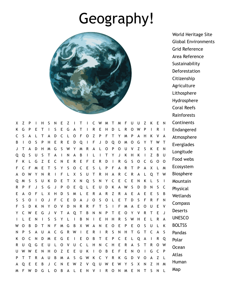 Geography! Word Search