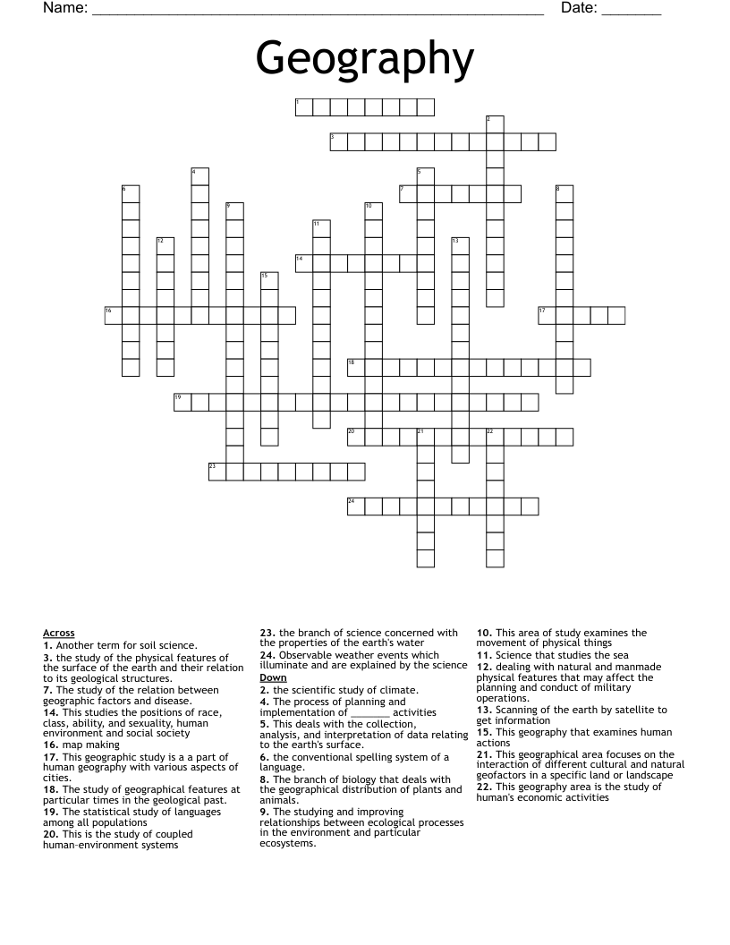 Geography Crossword