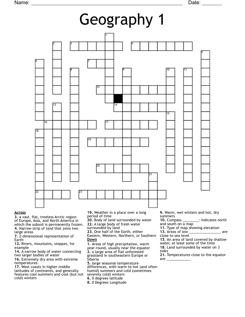 Geography 1 Crossword