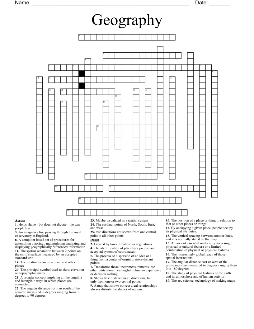 Geography Crossword