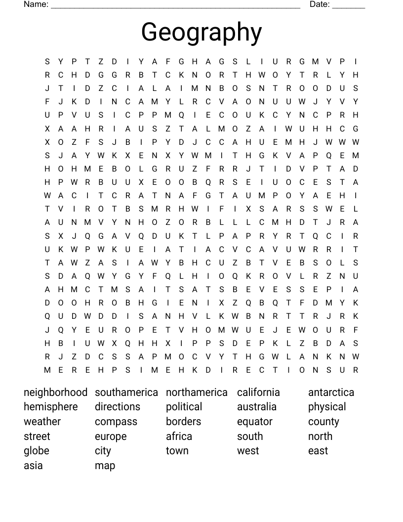Geography Word Search
