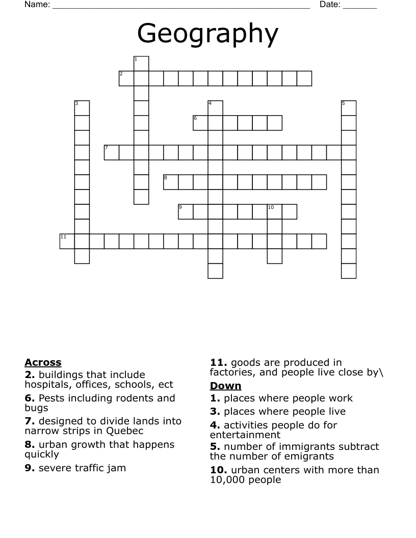 Geography Crossword