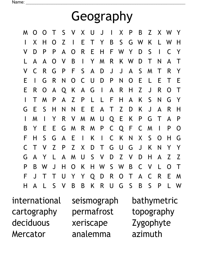 Geography Word Search