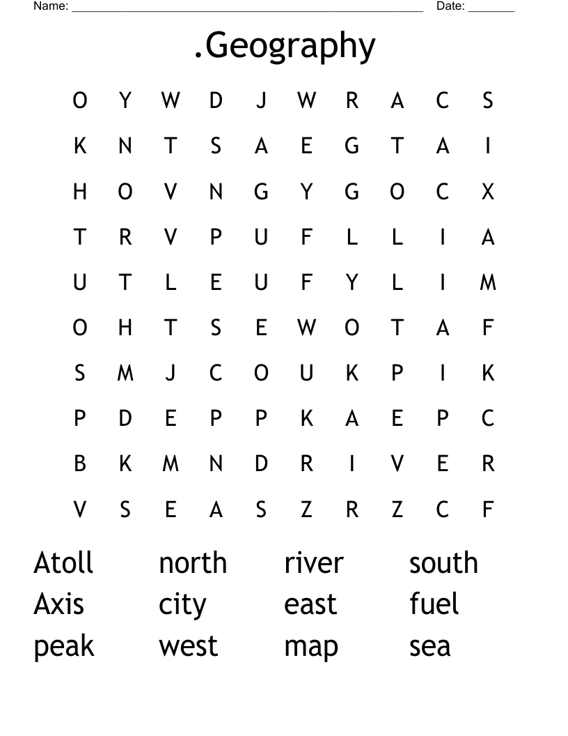 .Geography Word Search
